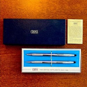Vintage Cross Chrome 3501 Ball Pen and Pencil Set